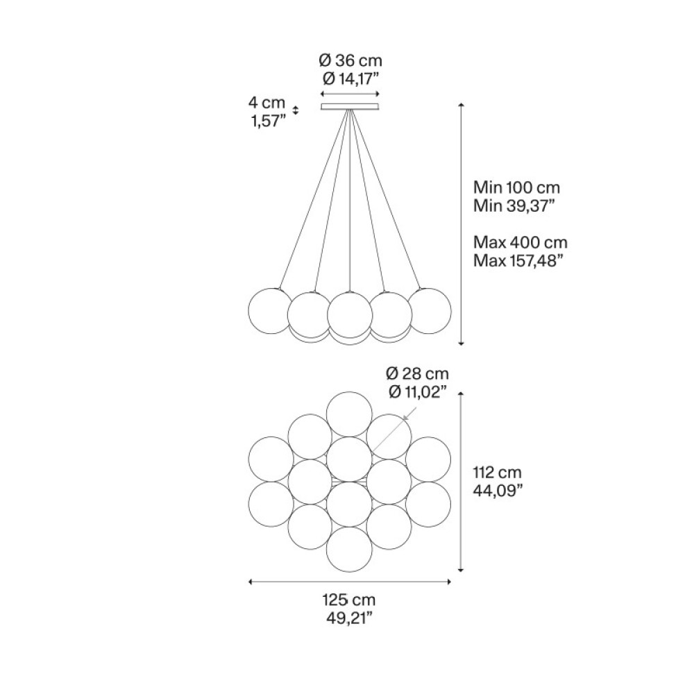 Random Cloud 14 Lights Ø28 Suspension Lamp