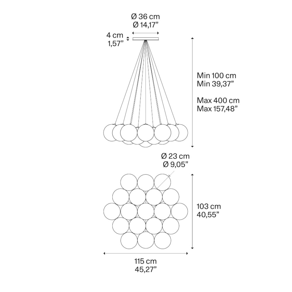 Random Cloud 19 Lights Ø23 Suspension Lamp
