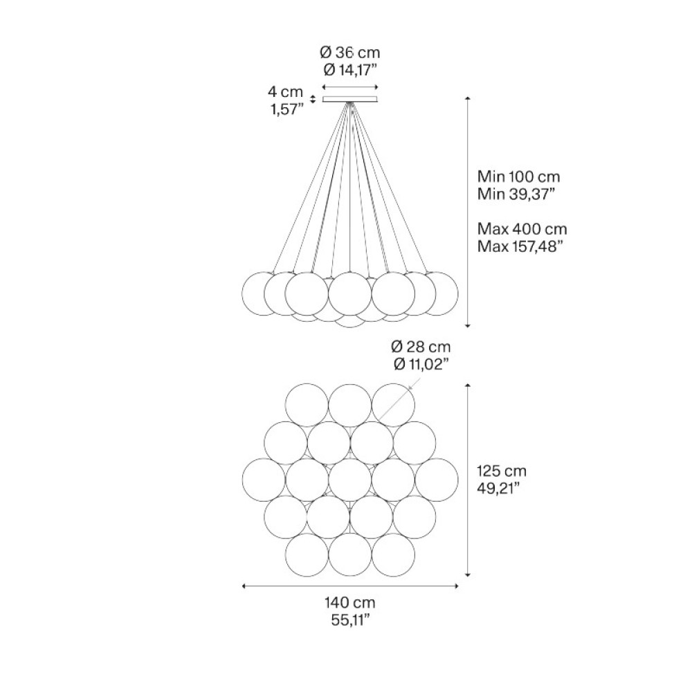 Random Cloud 19 Lights Ø28 Suspension Lamp