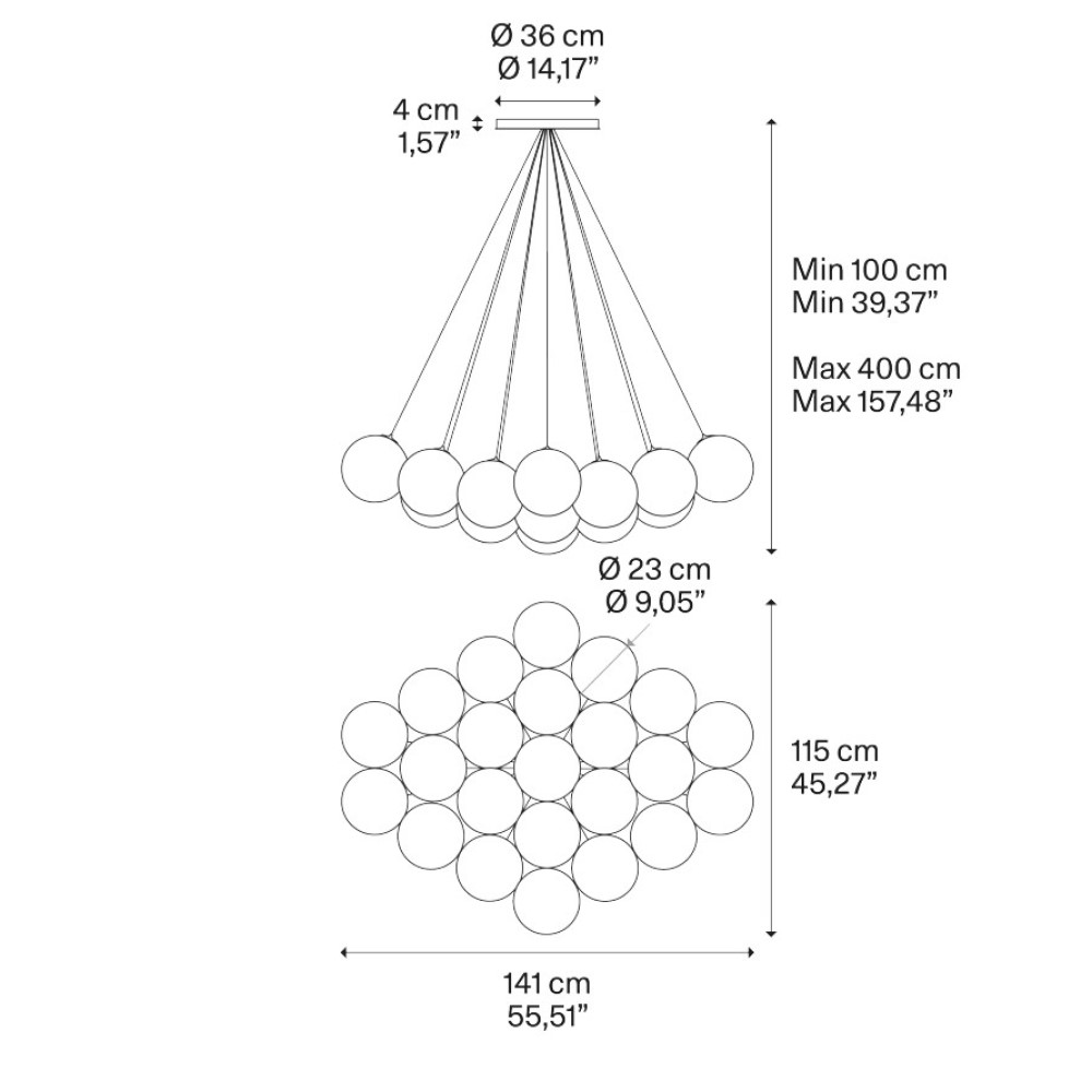  Random Cloud 23 Lights Ø23 Suspension Lamp