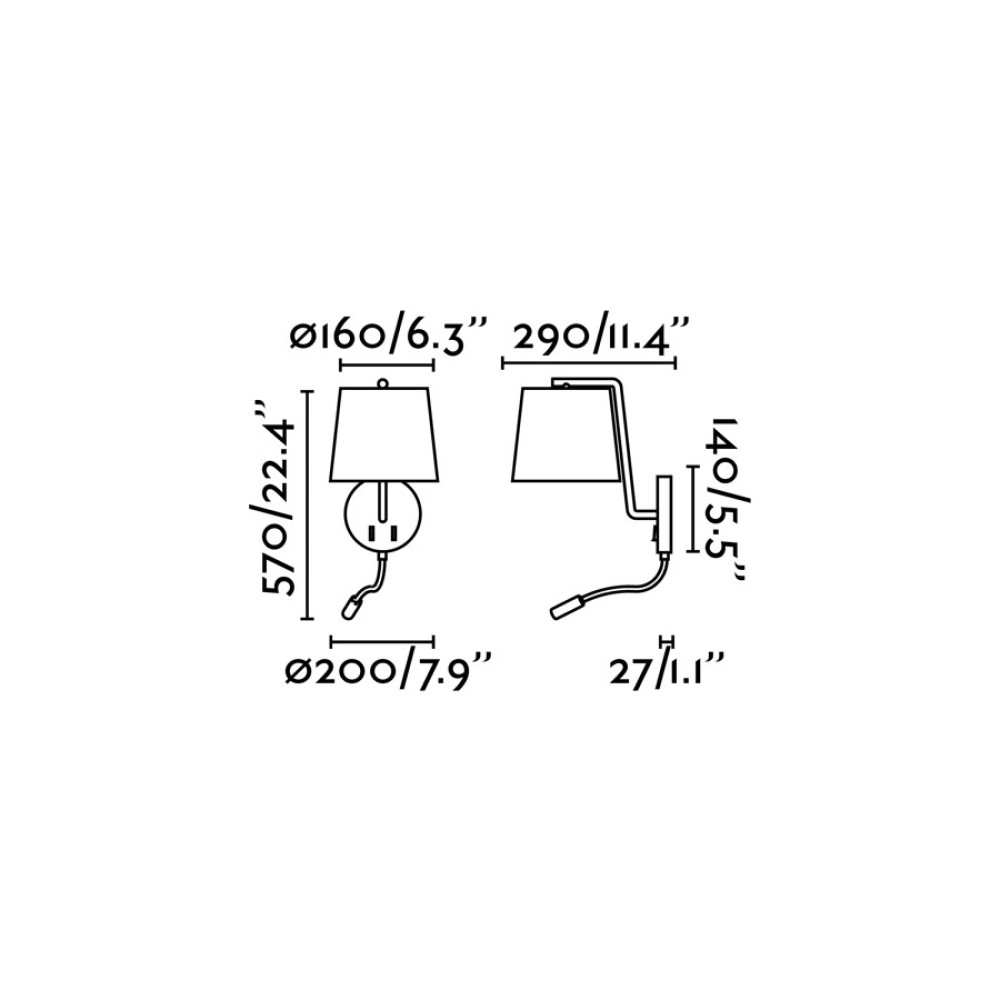 BERNI WHITE WALL LAMP WITH LED READER 1 X E27 20W 
