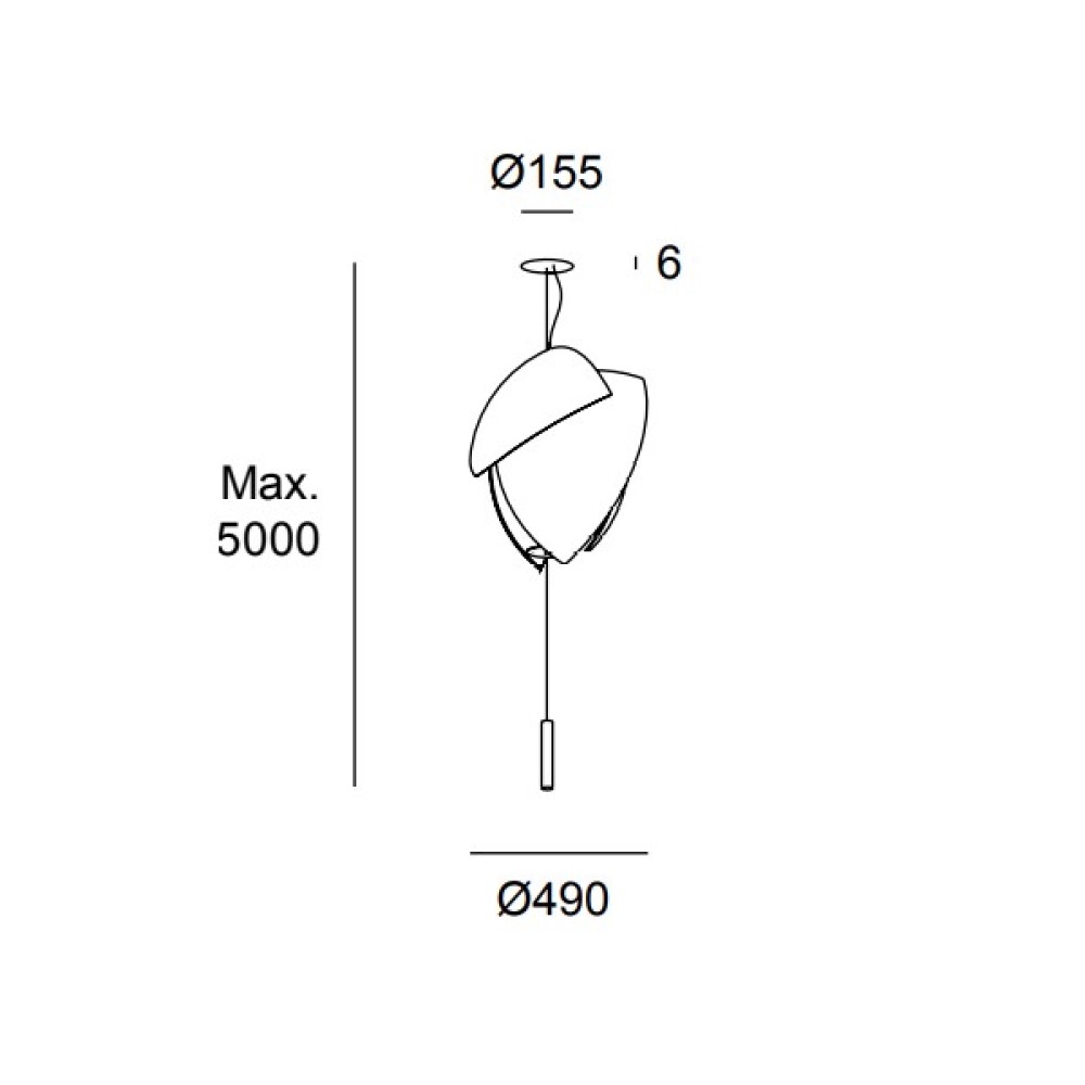 Voiles Small Recessed Suspension Lamp