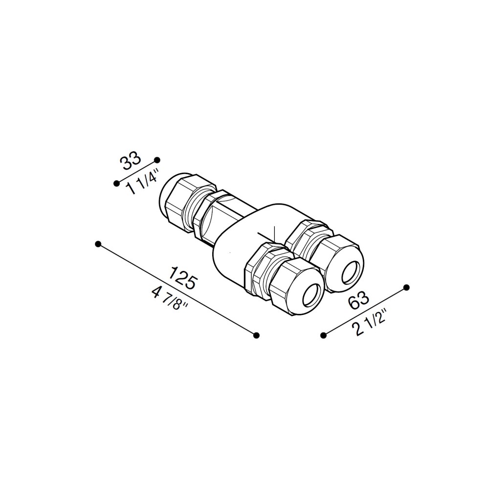 Lombardo 3-smerna 3-polna linearna sponka, IP68, za kabel Ø 7/13,5 mm. | formasvetila.si