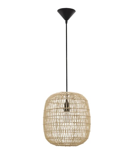 MELODY Natural Rattan
Black Fabric Wire &amp; Base
LED E27 1x12 Watt 230 Volt
IP20 Bulb Excluded
D: 30.5 H1: 34 H2: 215 cm Adjustable height 