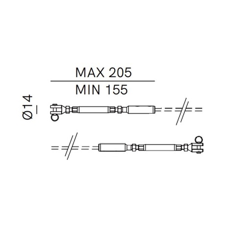 Kit 2 veznih palic za jekleni kabel AISI 316 >5m ⌀4mm